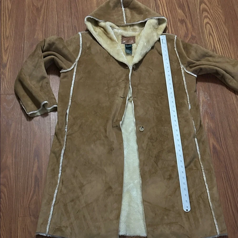 Ralph Lauren Brown Leather Label Vintage Faux Suede and Fur Lined Y2K Long Coat - Picture 5 of 6